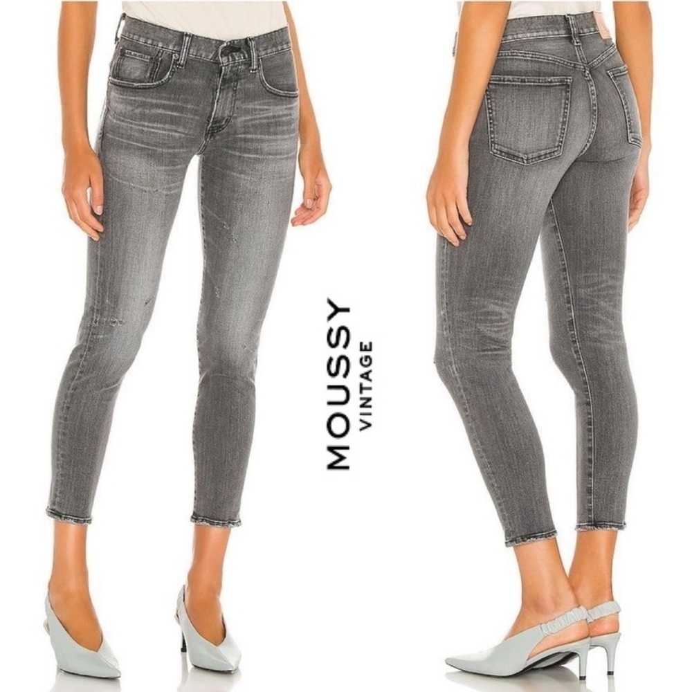 MOUSSY Vintage Light Black (Gray) Distressed Stretch Denim Helix Skinny Jeans 24